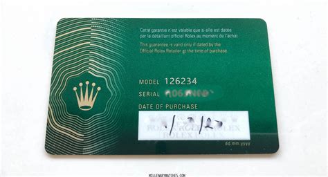 rolex warranty card.